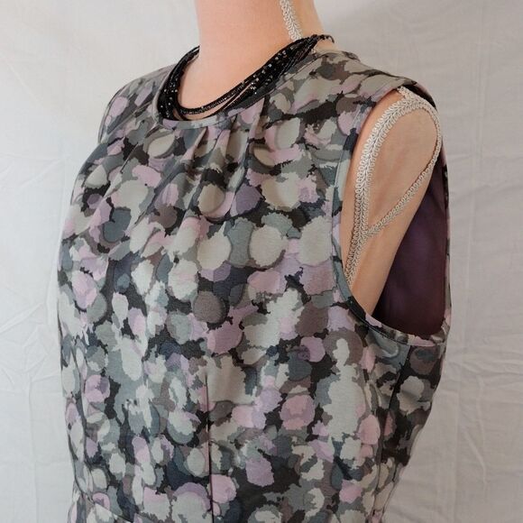 Y2K LOFT Ann Taylor Grey Lilac Spotted Sheath Mini Dress Plussize 14 - Picture 7 of 14